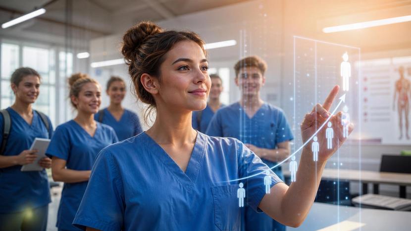 Auszubildende in der Pflege bei der praktischen Ausbildung im Krankenhaus