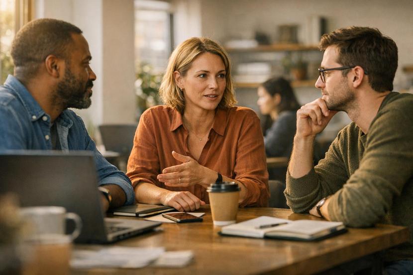 Person bewirbt sich digital mit Smartphone und Laptop