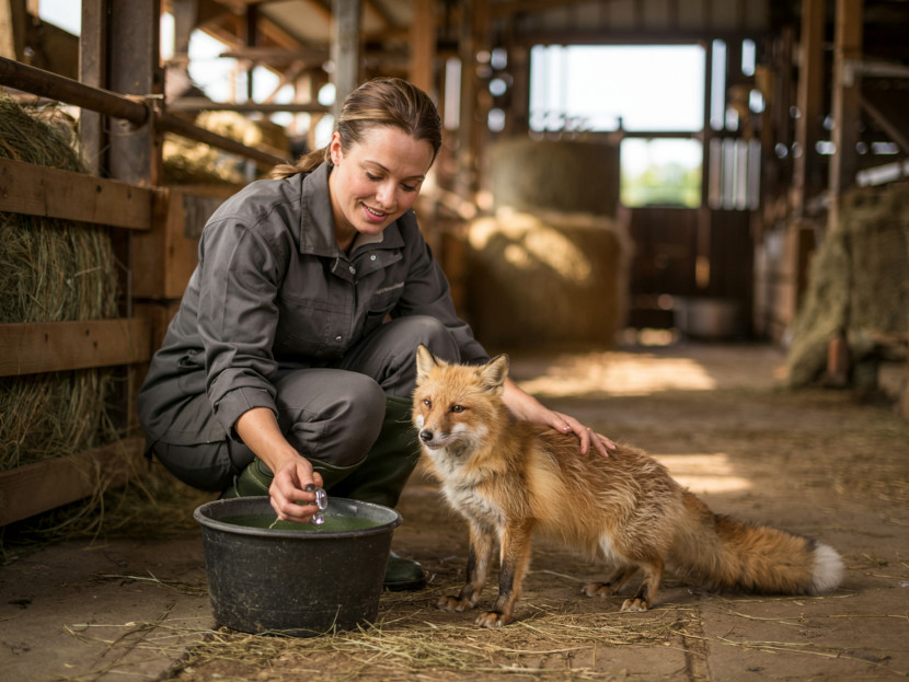Tierwirt / Tierwirtin bei der Versorgung von Nutztieren im Stall